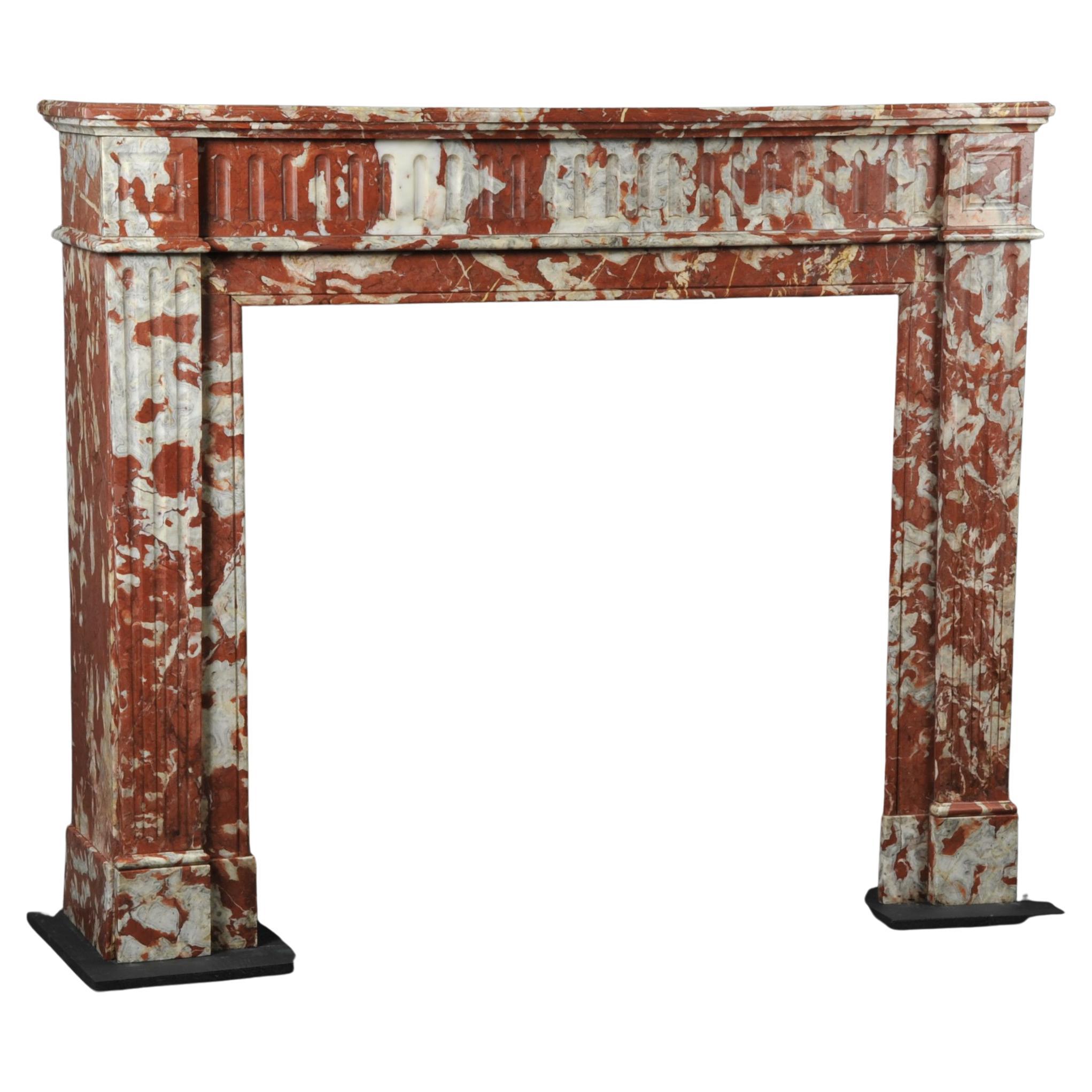 Louis XVI Style Fireplace In Red Marble From Languedoc For Sale