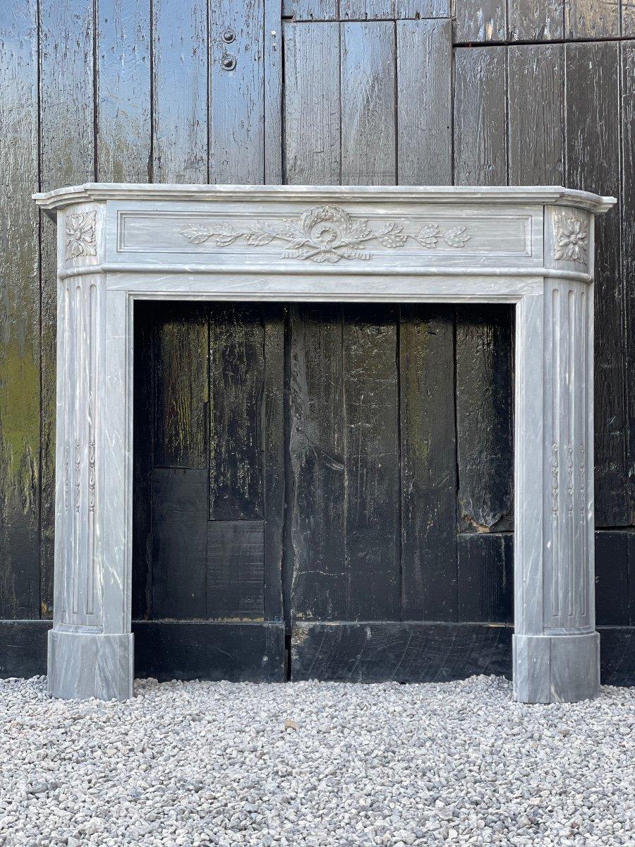 Louis XVI Style Fireplace In Turquin Blue Marble Circa 1900 For Sale 2