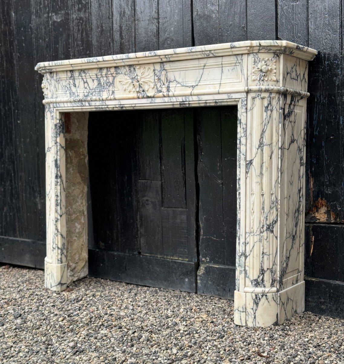Louis XVI Style Fireplace In Violet Breccia Marble Circa 1880 For Sale 6