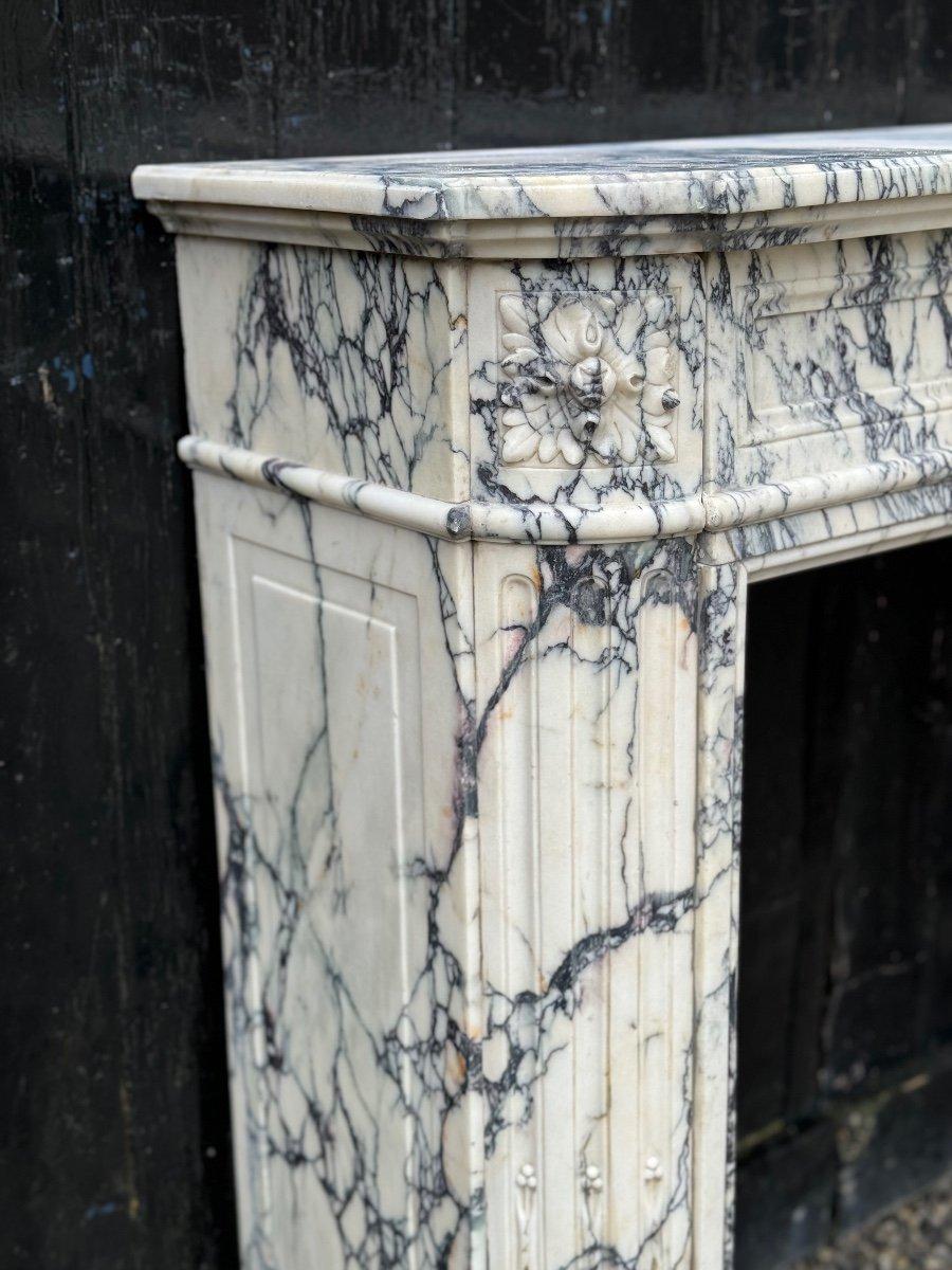 European Louis XVI Style Fireplace In Violet Breccia Marble Circa 1880 For Sale