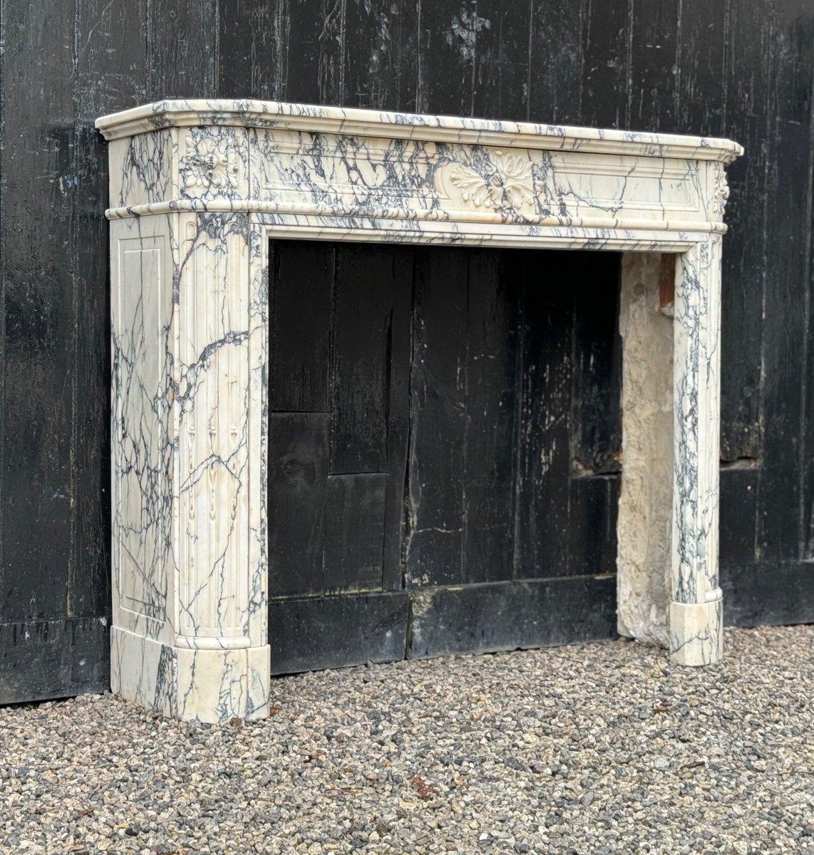 Louis XVI Style Fireplace In Violet Breccia Marble Circa 1880 For Sale 1