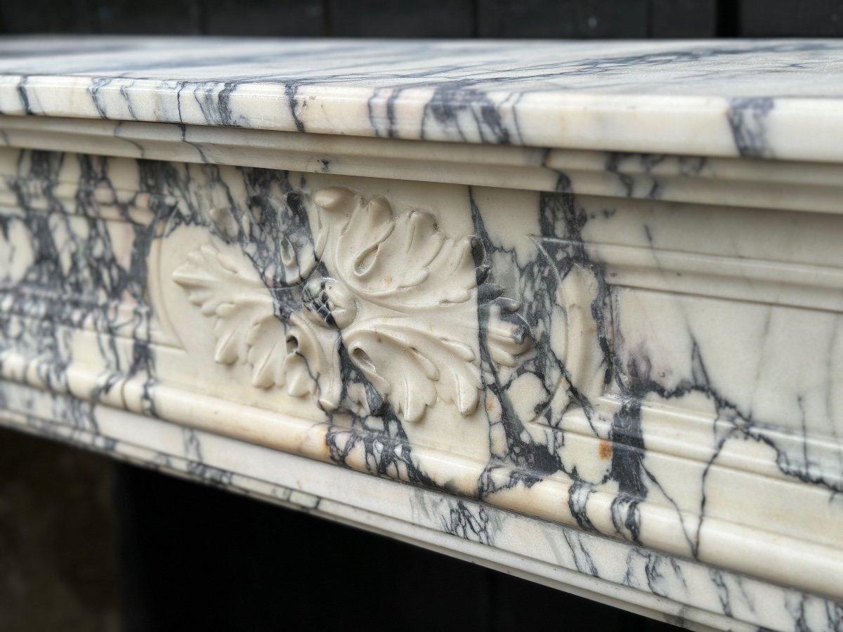 Louis XVI Style Fireplace In Violet Breccia Marble Circa 1880 For Sale 3