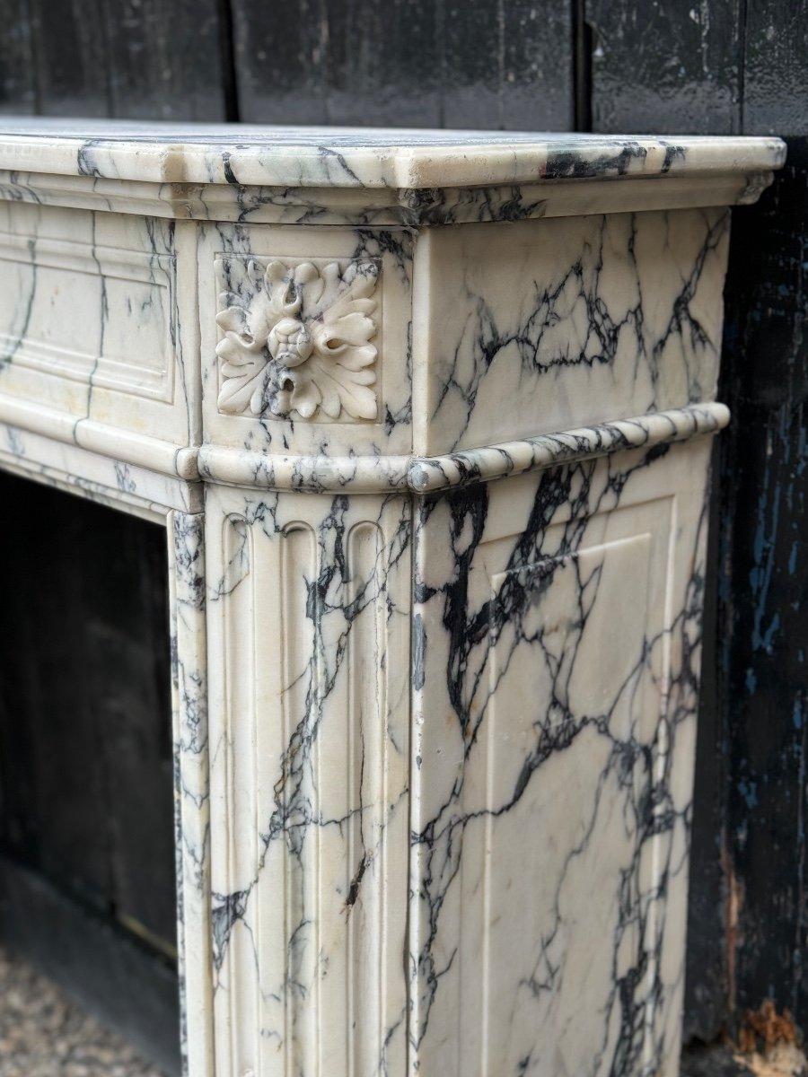 Louis XVI Style Fireplace In Violet Breccia Marble Circa 1880 For Sale 4