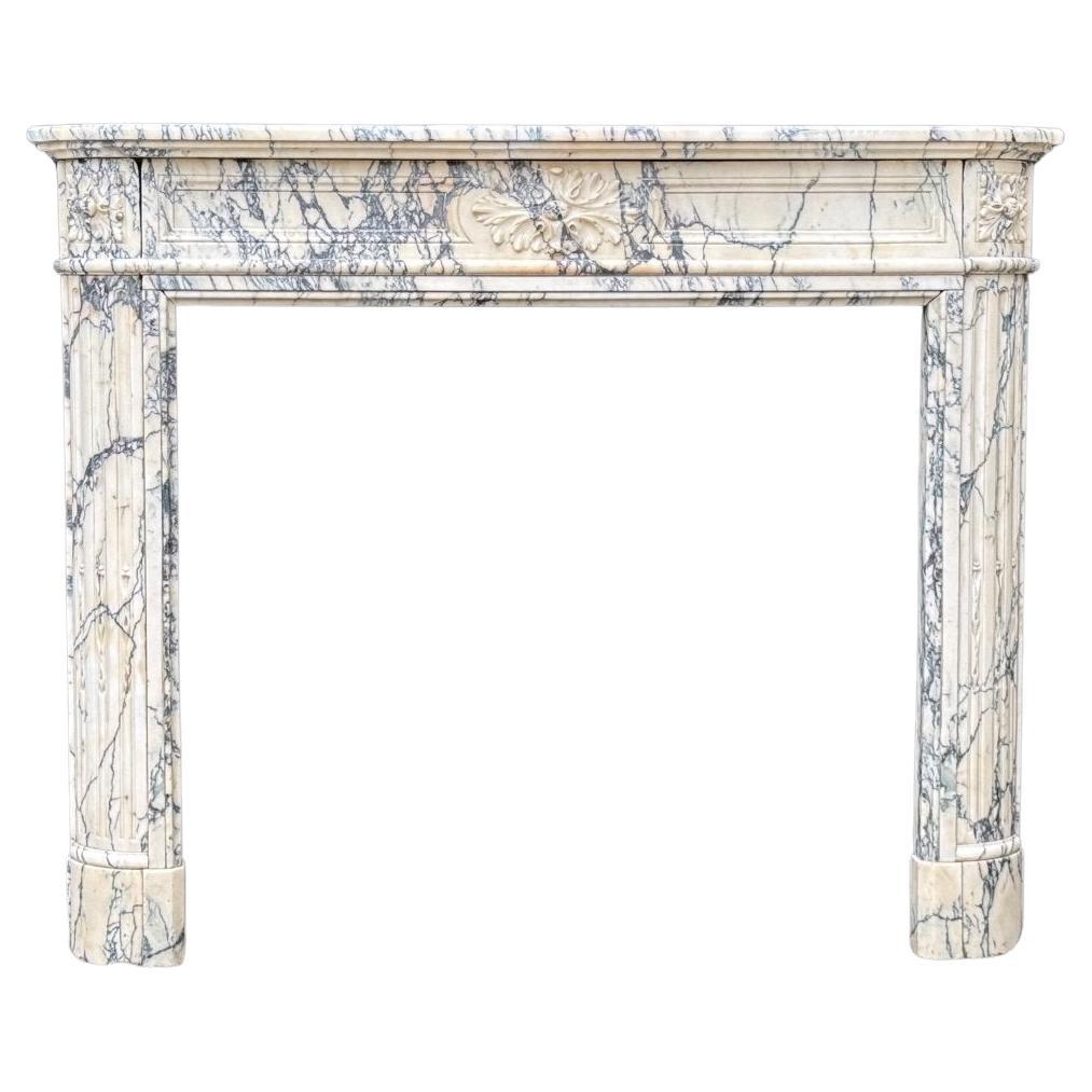 Louis XVI Style Fireplace In Violet Breccia Marble Circa 1880 For Sale