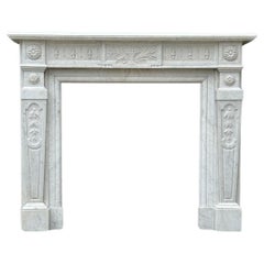 Used Louis XVI Style Fireplace In White Carrara Marble Circa 1880