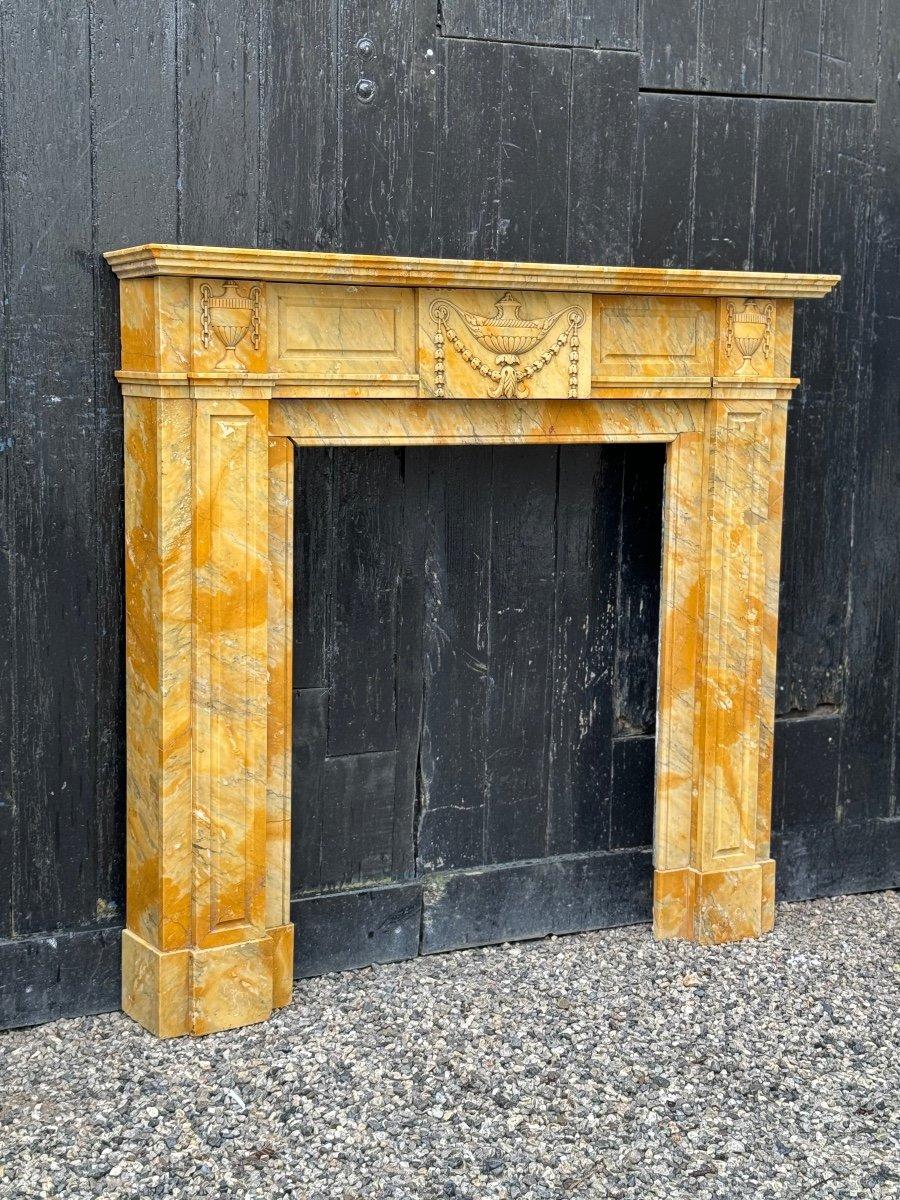 Louis XVI Style Fireplace In Yellow Siena Marble Circa 1880 For Sale 3