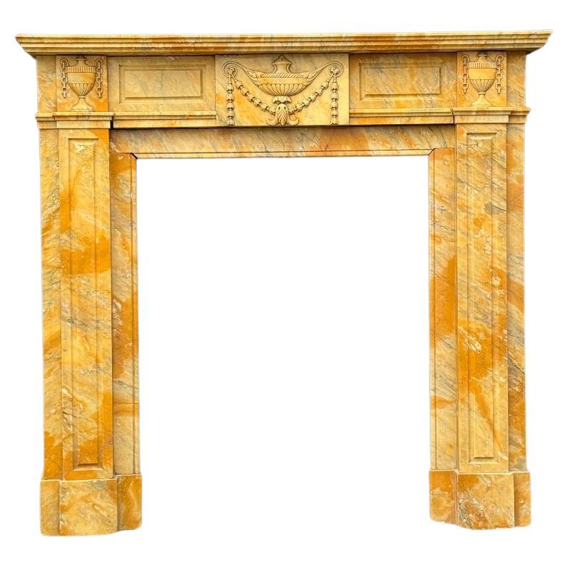 Louis XVI Style Fireplace In Yellow Siena Marble Circa 1880 For Sale