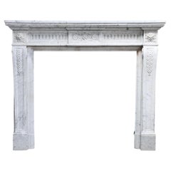 Louis XVI Style Fireplace of Carrara Marble from the 19th Century