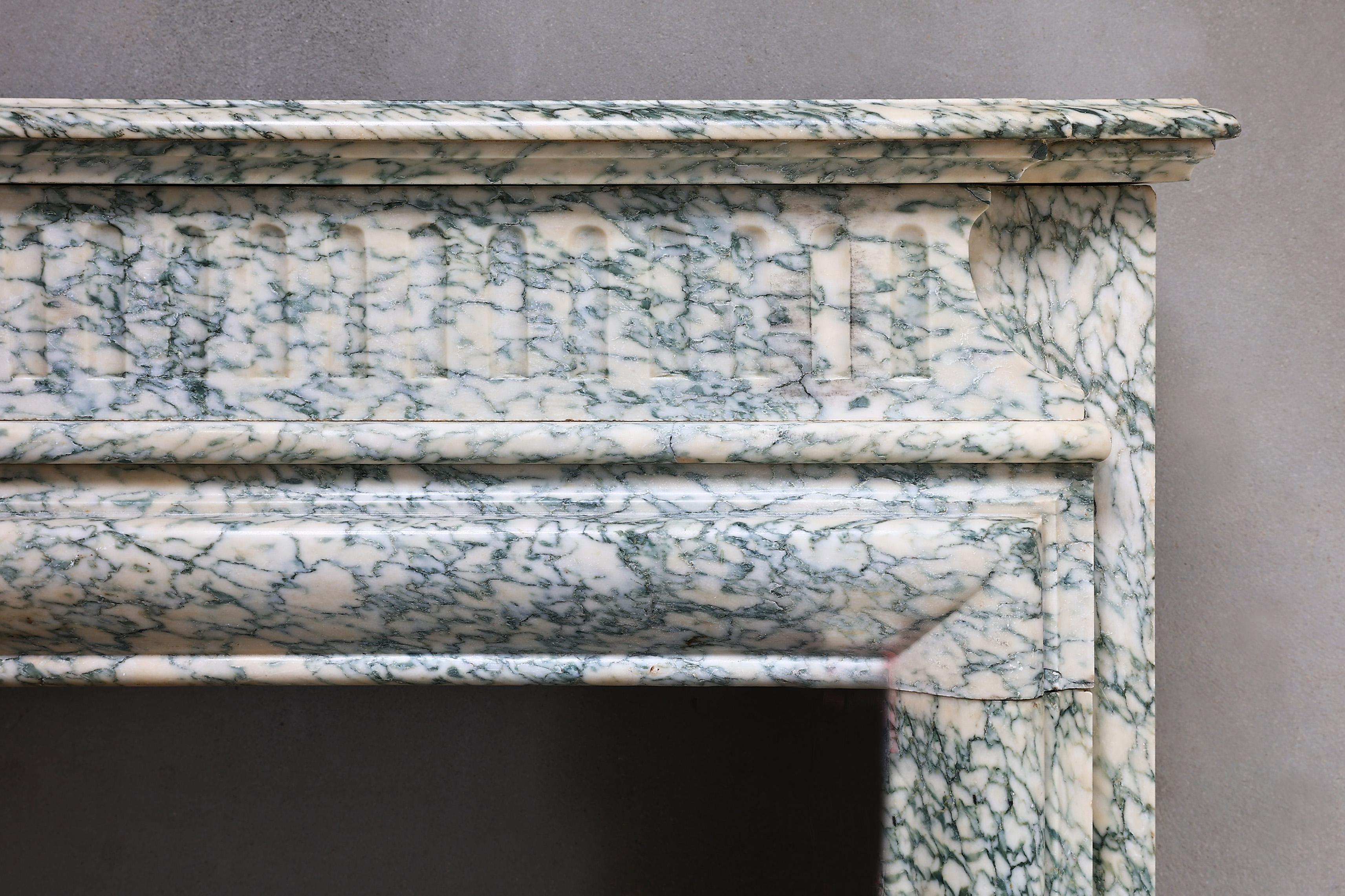 French Louis XVI Style Fireplace of Vert D'estours Marble
