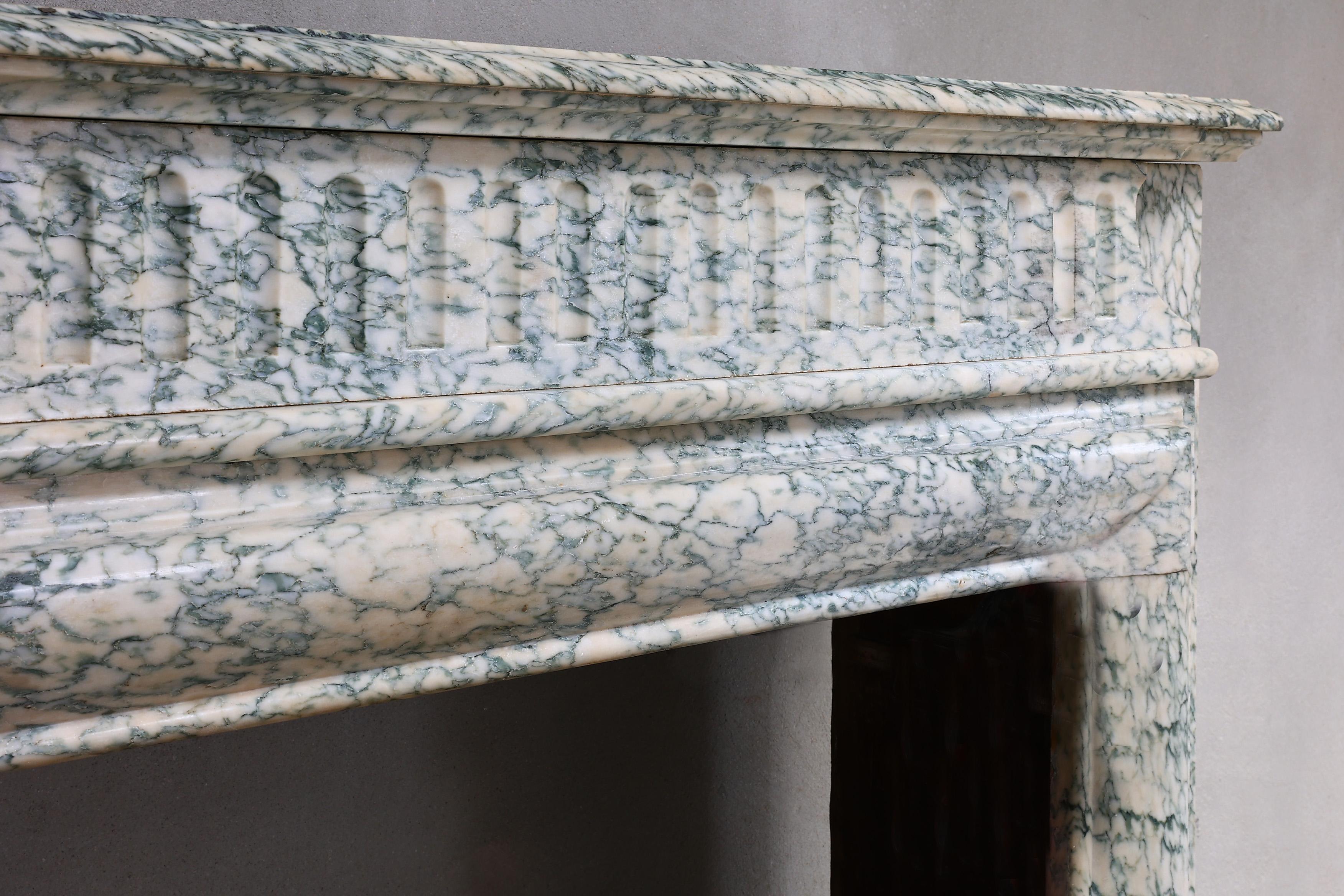 Louis XVI Style Fireplace of Vert D'estours Marble In Good Condition In Made, NL