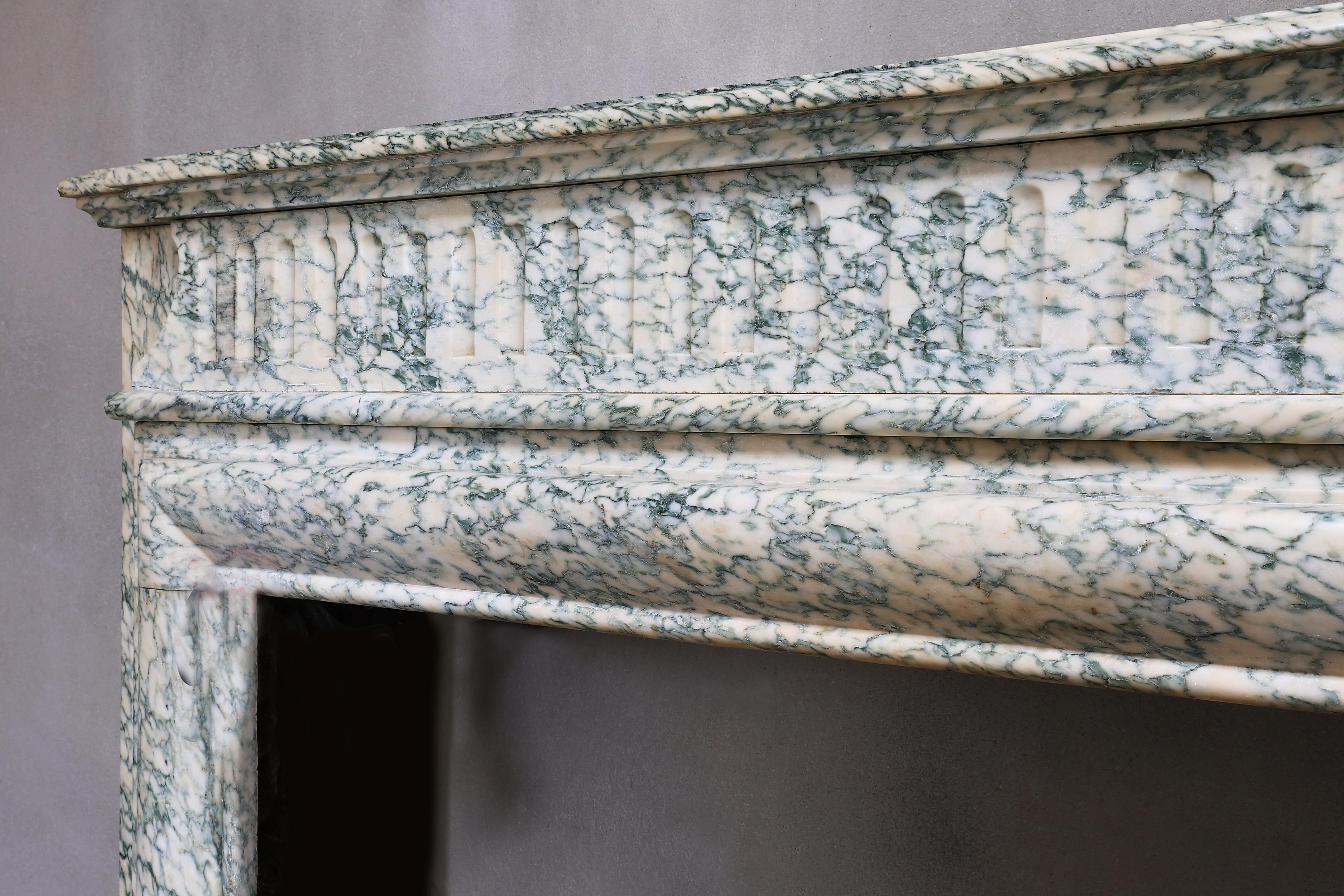 19th Century Louis XVI Style Fireplace of Vert D'estours Marble