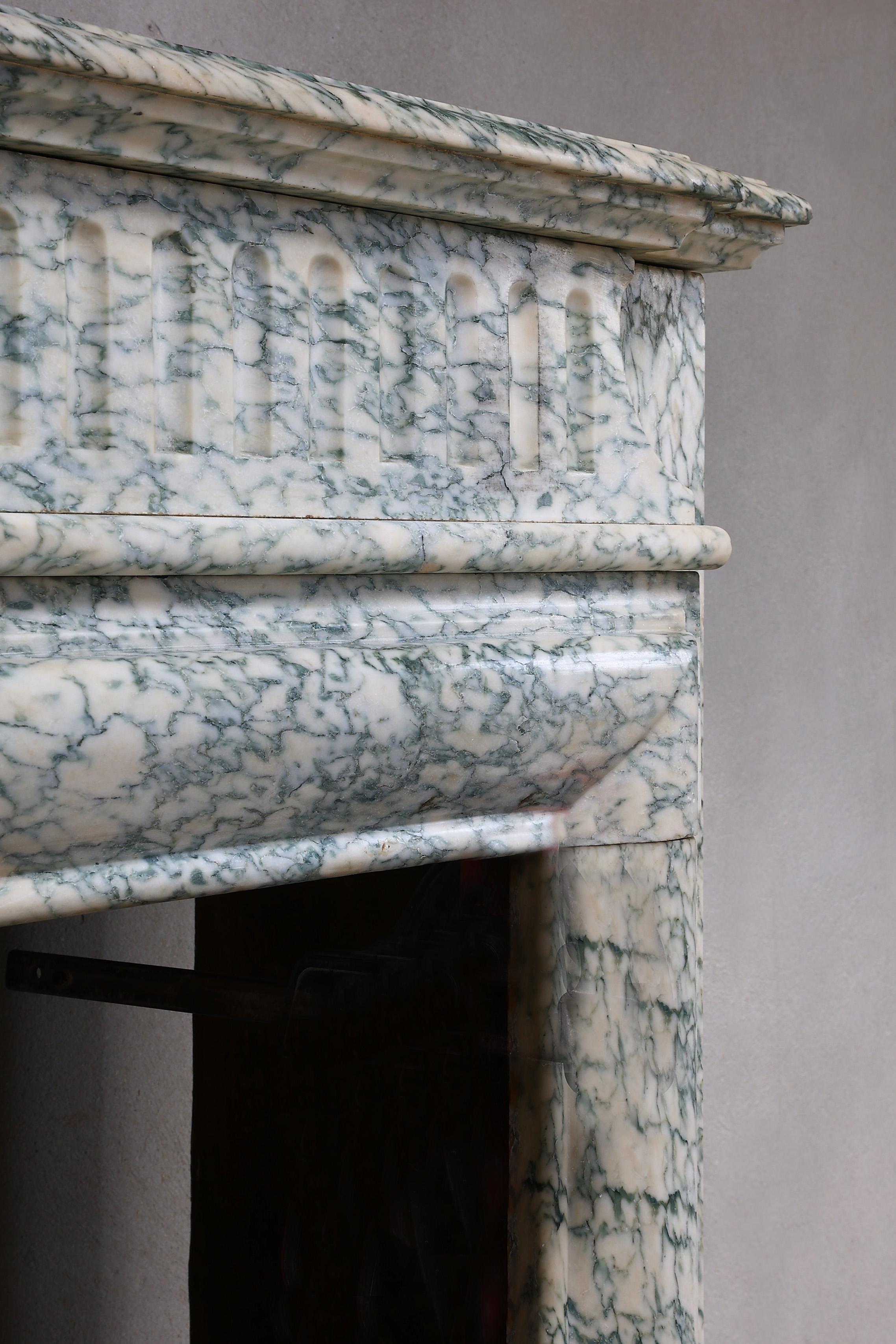 Louis XVI Style Fireplace of Vert D'estours Marble 3