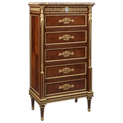 Louis XVI Style Five-Drawer, Marble Top Chiffonier by Zwiener, circa 1880