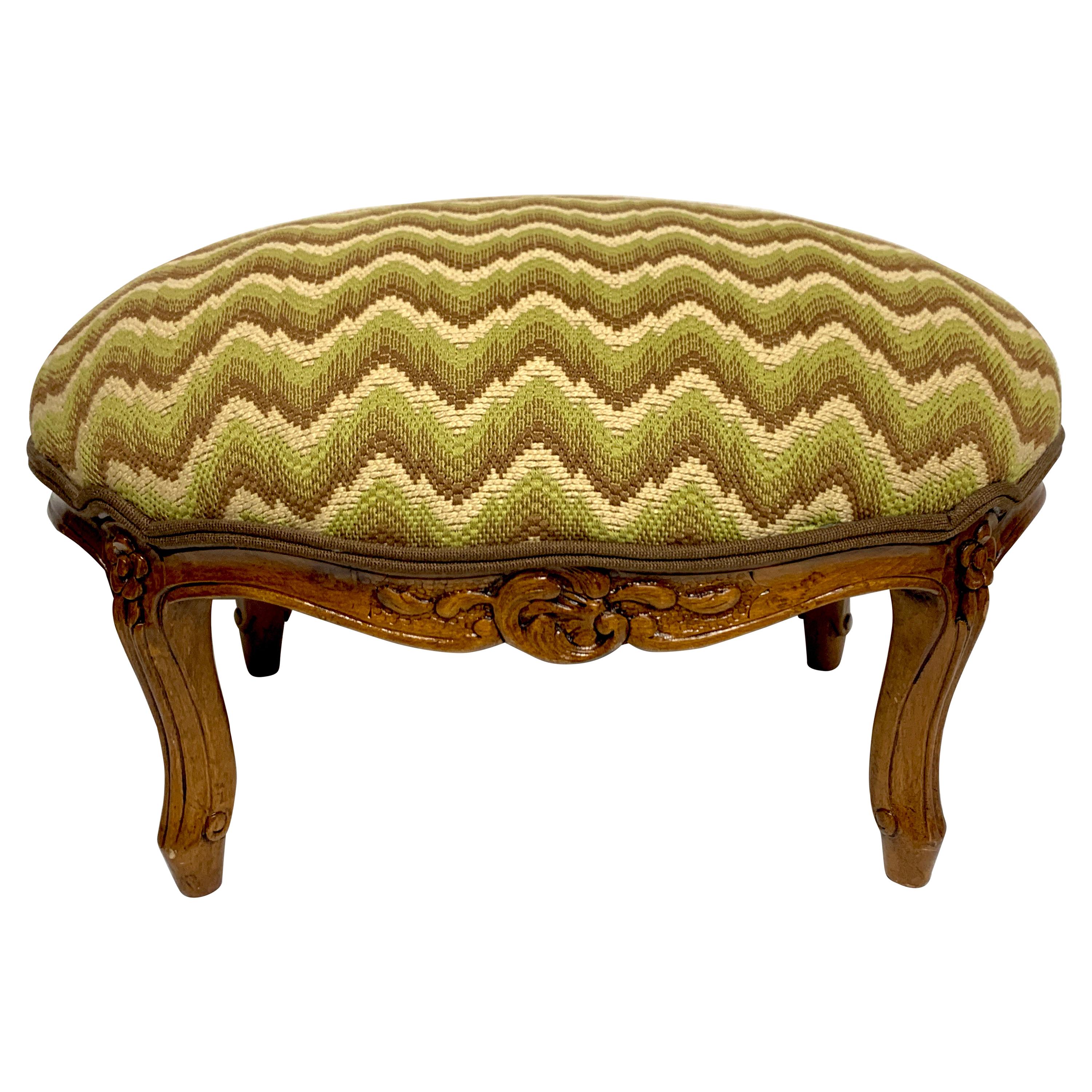 Louis XVI Style Flame Stitch Needlepoint Footstool For Sale at 1stDibs