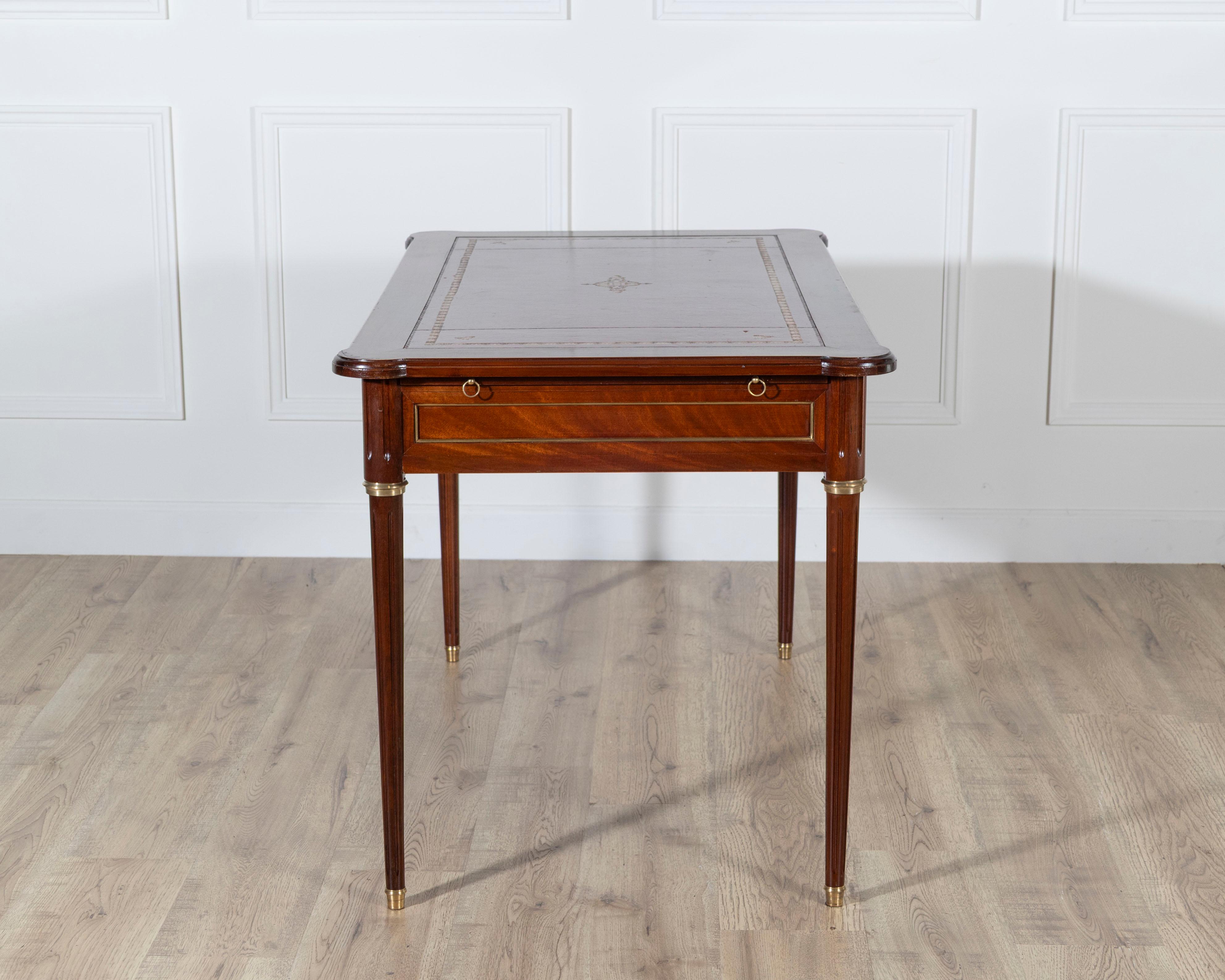 Wood Louis XVI Style Flat Desk For Sale