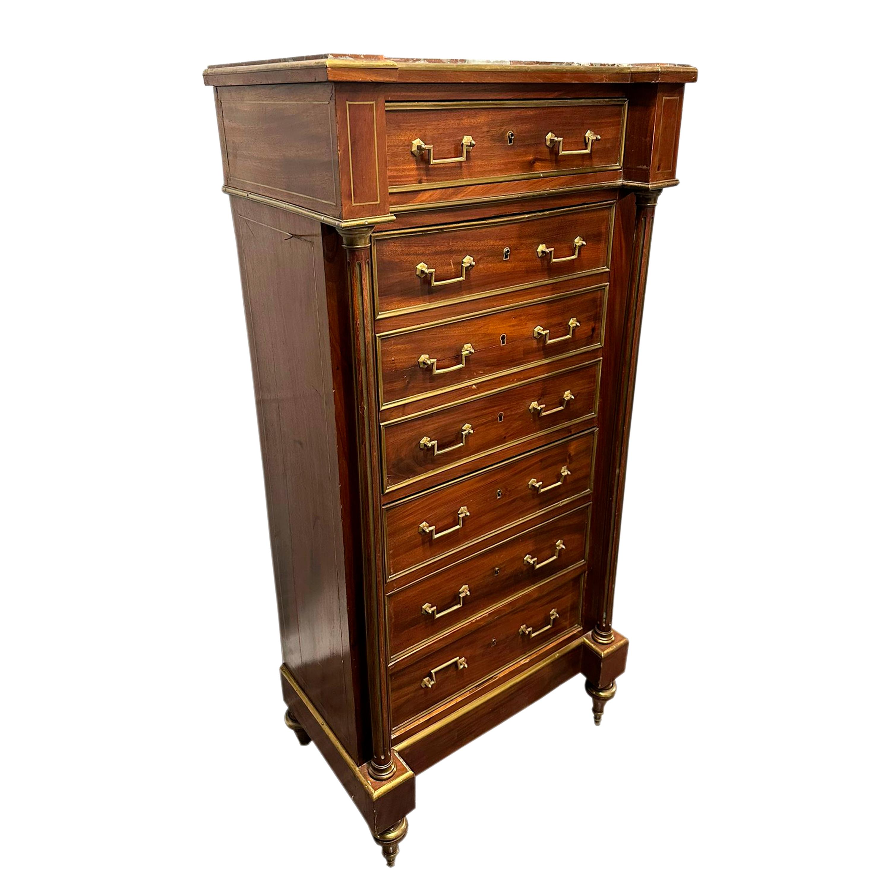 Secretaire Abattant in stile Luigi XVI a quattro cassetti. Francia, XIX secolo. in vendita 4