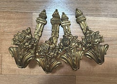 Louis XVI Style Four French Curtain Holdbacks In Chiseled And Gilded Bronze