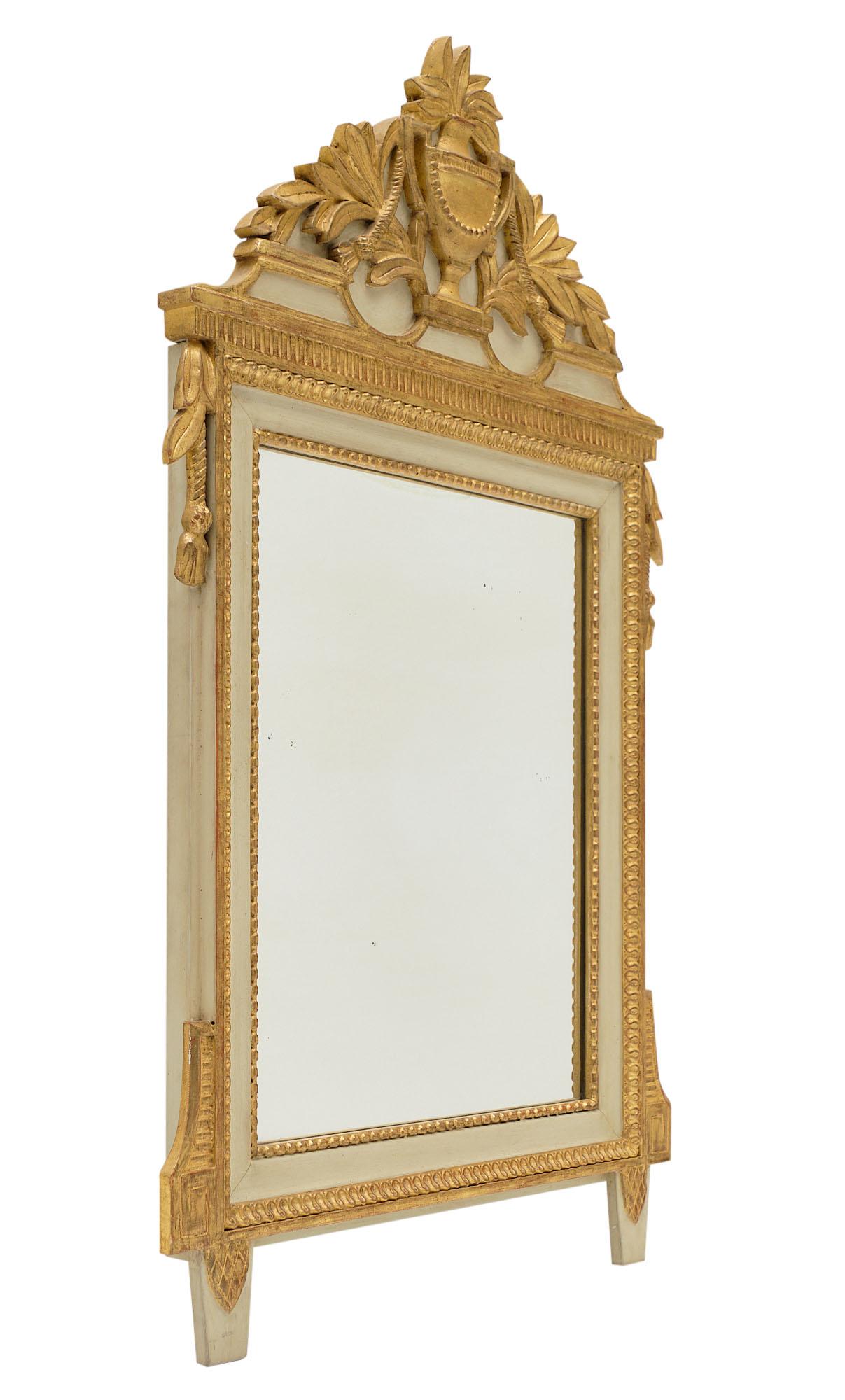 Wood Louis XVI Style French Antique Mirror For Sale