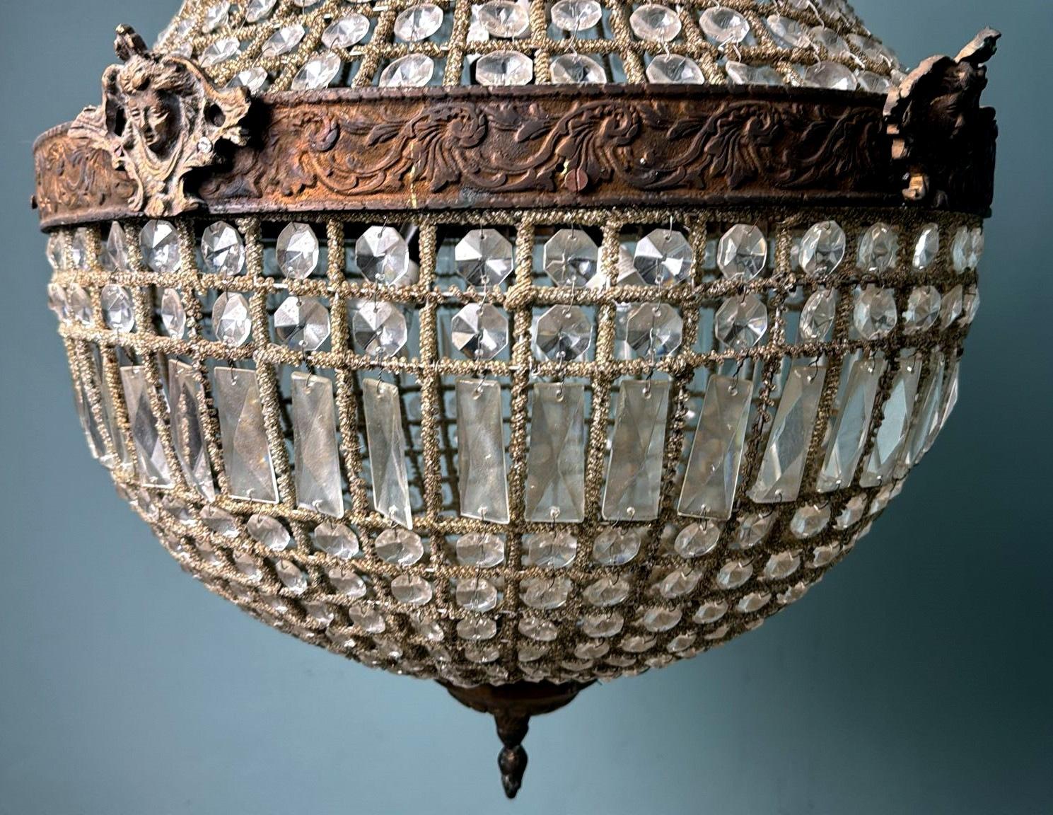 Louis XVI Style French Balloon Chandelier In Crystal And Gilt Brass 5