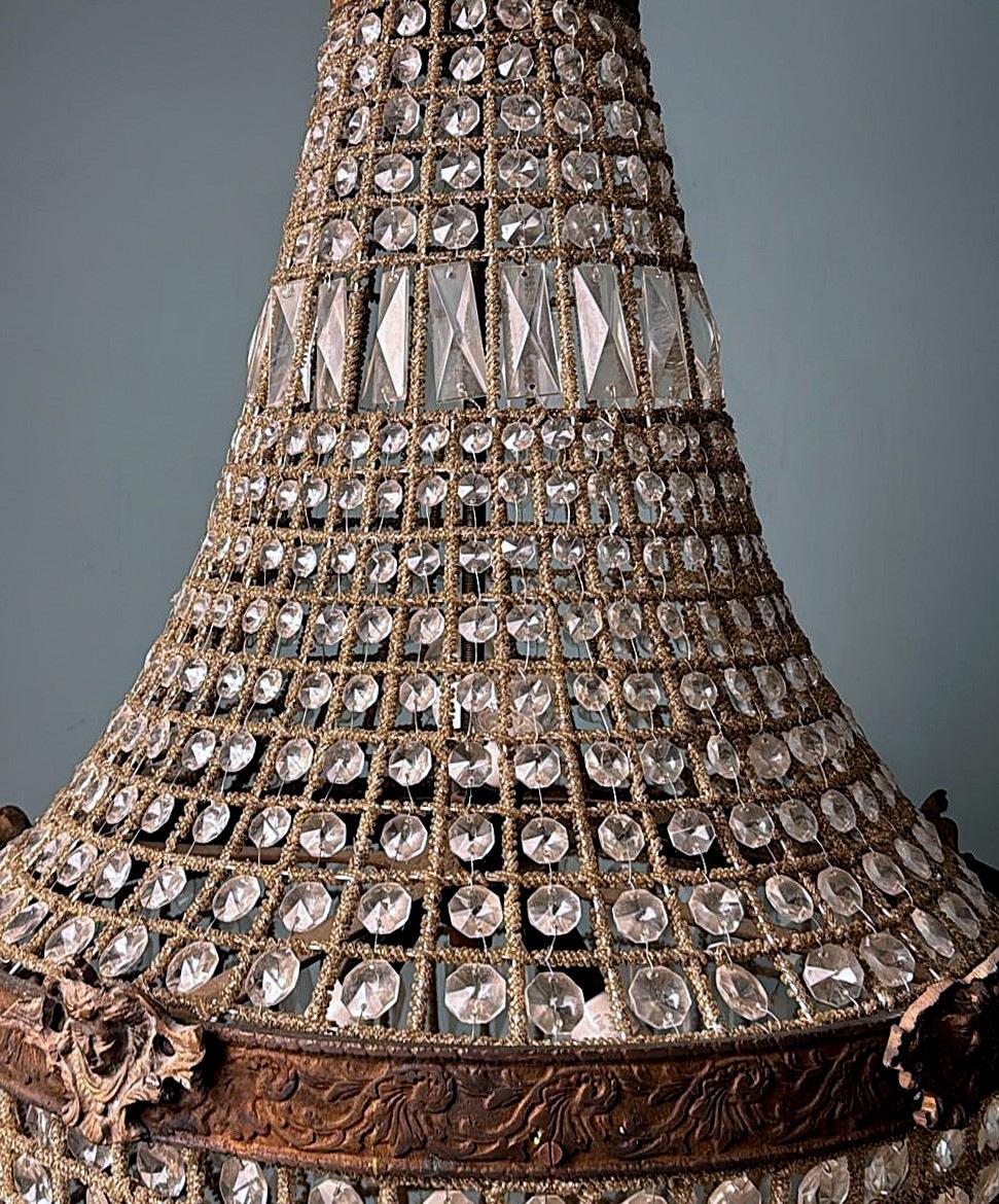 Louis XVI Style French Balloon Chandelier In Crystal And Gilt Brass 7