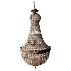 Louis XVI Style French Balloon Chandelier In Crystal And Gilt Brass