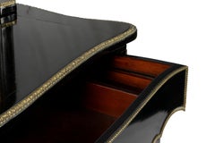 Louis XVI Style French Black Lacquer Bonheur du Jour, Late 19th Century