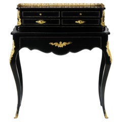 Bonheur du Jour im Louis XVI-Stil aus schwarzem Lack, Ende 19.