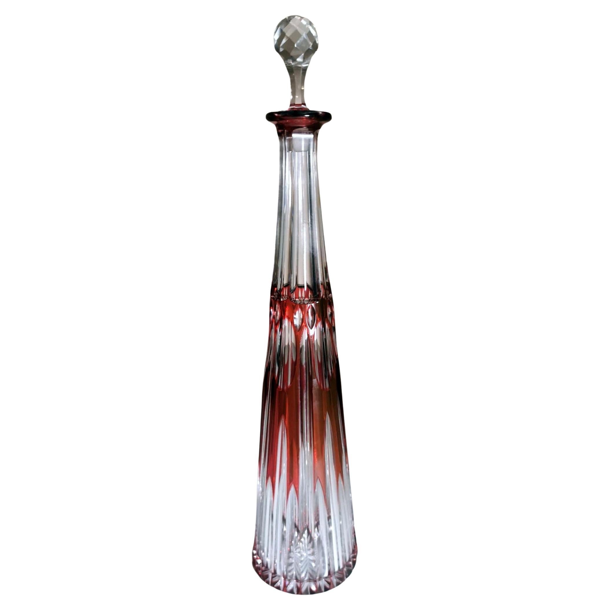 Louis XVI Style French Bottle Made of Hand-Cut and Ground Red Crystal For Sale
