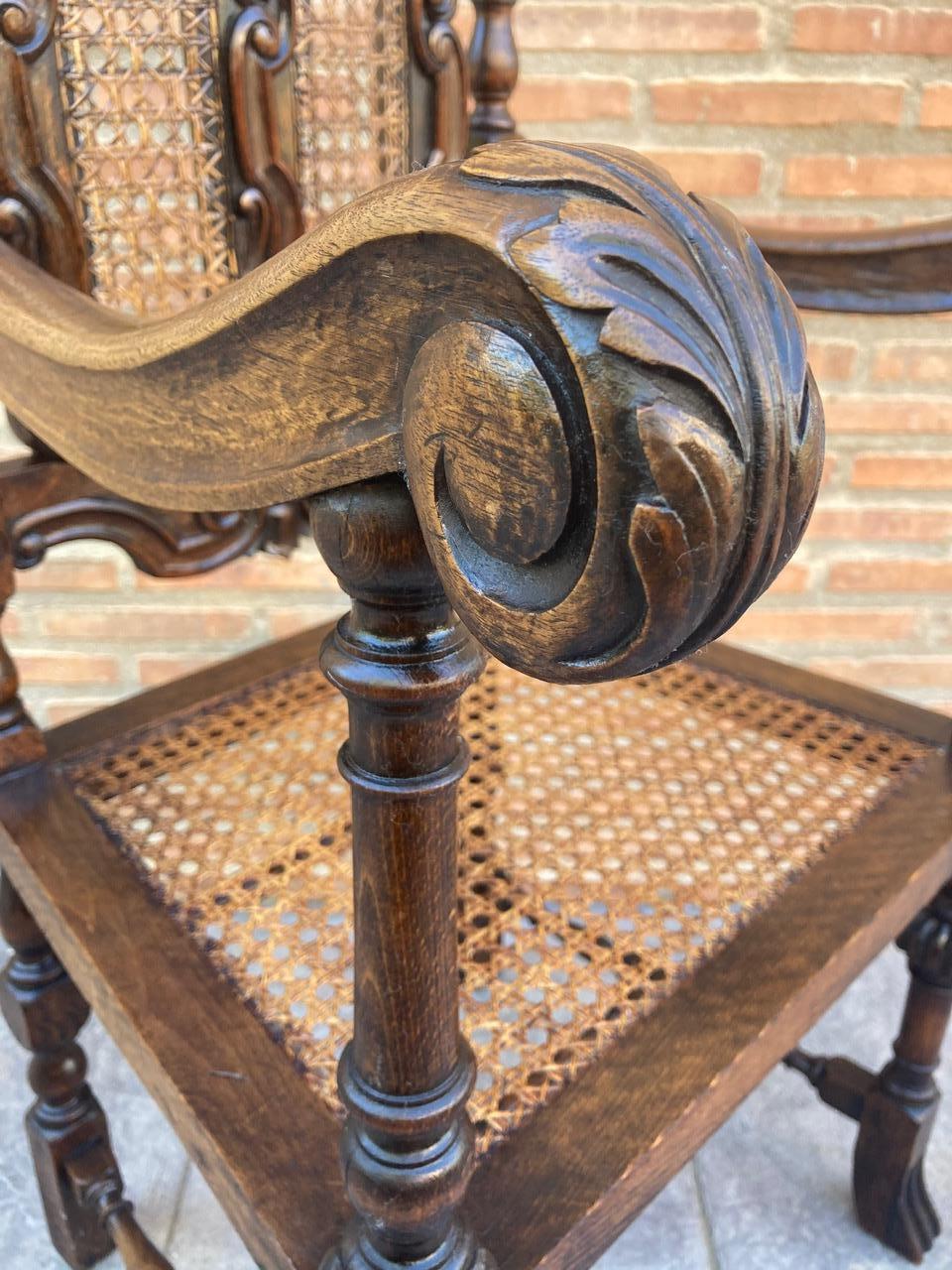 Louis XVI Style French Carved Walnut Armchair with Reed Seat For Sale 7