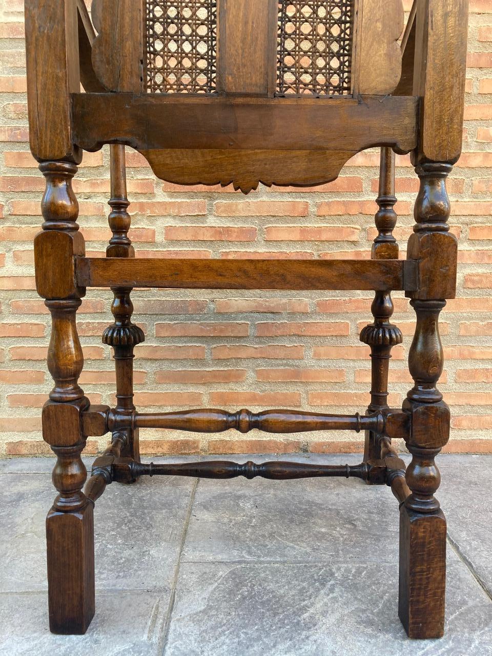 Louis XVI Style French Carved Walnut Armchair with Reed Seat For Sale 10