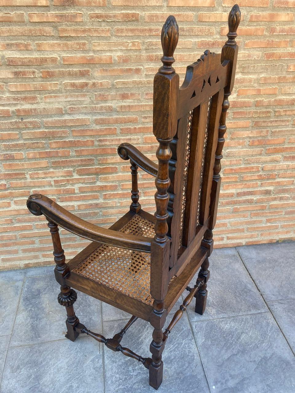 Louis XVI Style French Carved Walnut Armchair with Reed Seat For Sale 2