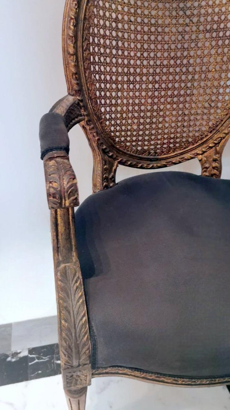 Louis XVI Style French Chair With Arms And Back In Vienna Straw 5