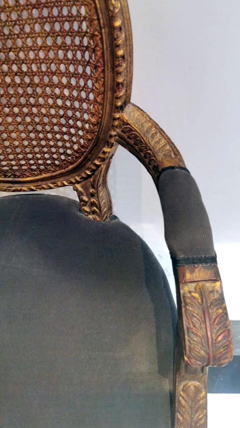 Louis XVI Style French Chair With Arms And Back In Vienna Straw 6