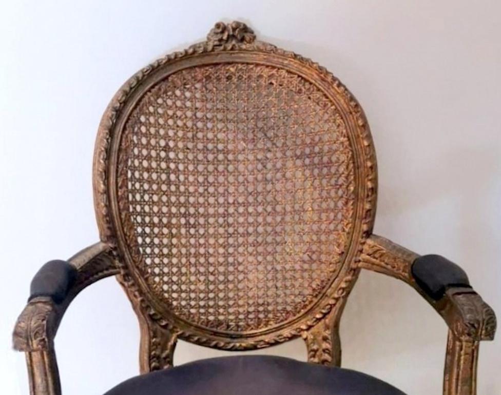 Louis XVI Style French Chair With Arms And Back In Vienna Straw 7