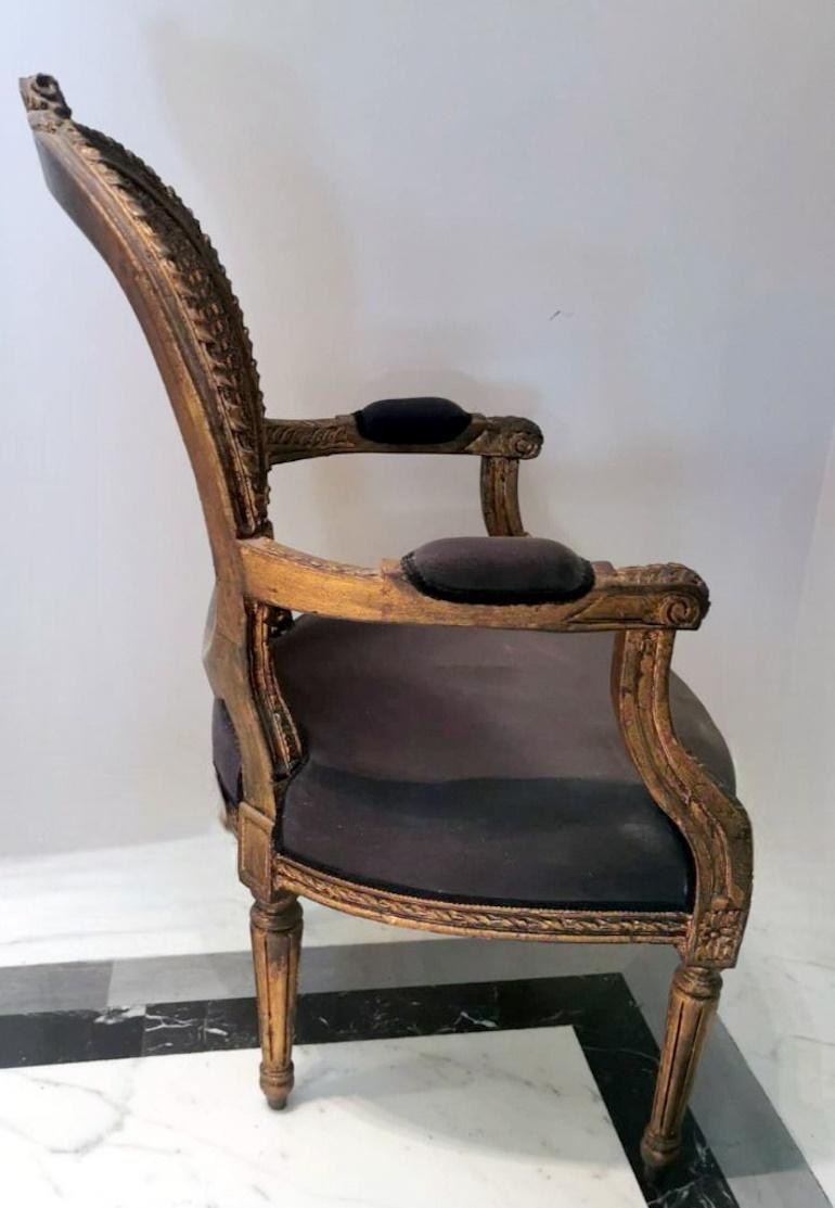 20th Century Louis XVI Style French Chair With Arms And Back In Vienna Straw