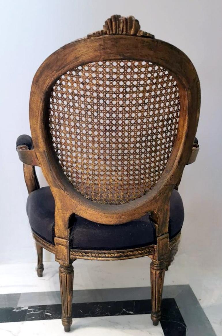 Louis XVI Style French Chair With Arms And Back In Vienna Straw 1