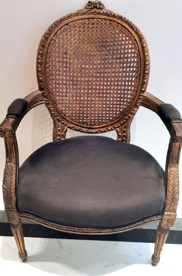Louis XVI Style French Chair With Arms And Back In Vienna Straw 2