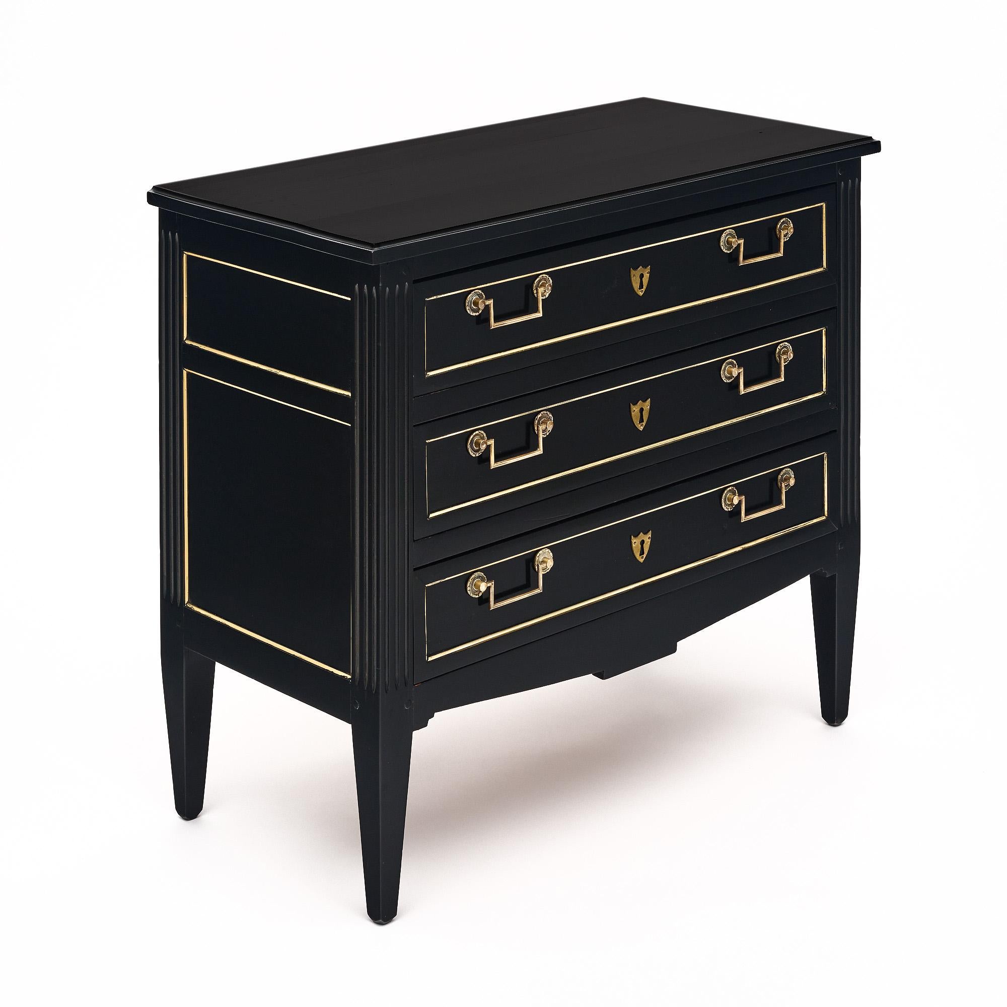 Ebonized Louis XVI Style French Chest of Drawers For Sale