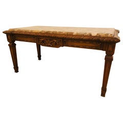 Louis XVI Style French Coffee Table, Marble Top