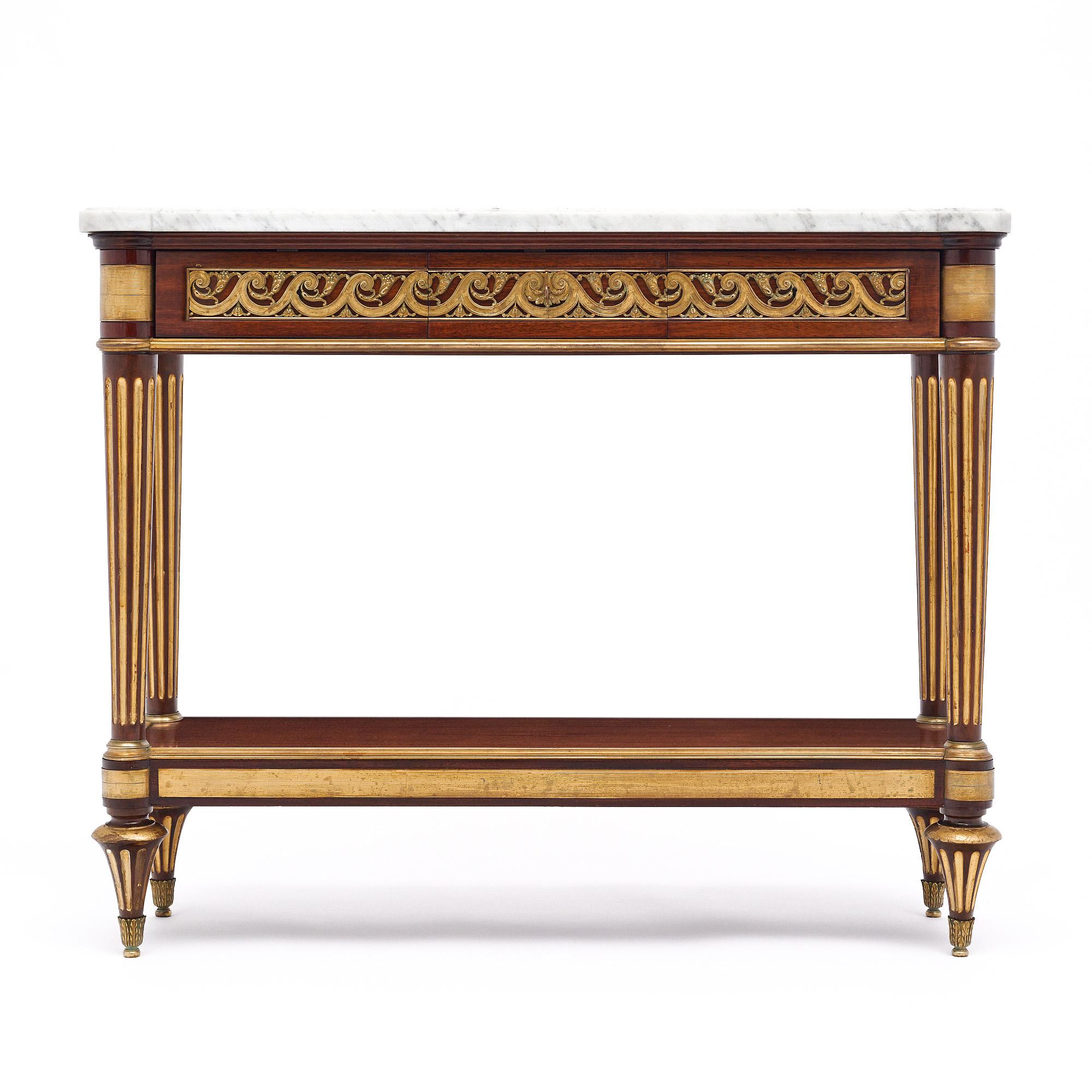 Brass Louis XVI Style French Console Table For Sale
