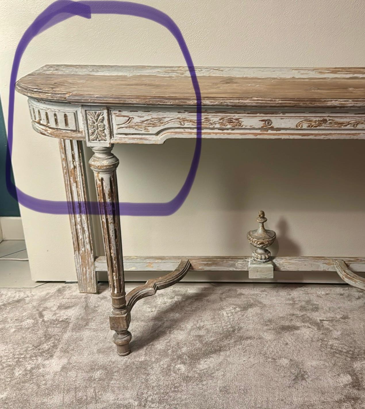 Louis XVI-Style French Console Table In White Lacquer For Sale 14
