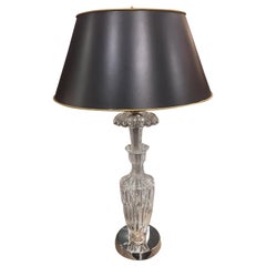 Antique Louis XVI Style French Cut-Glass Table Lamp on a Silver Base, Late 19th Century