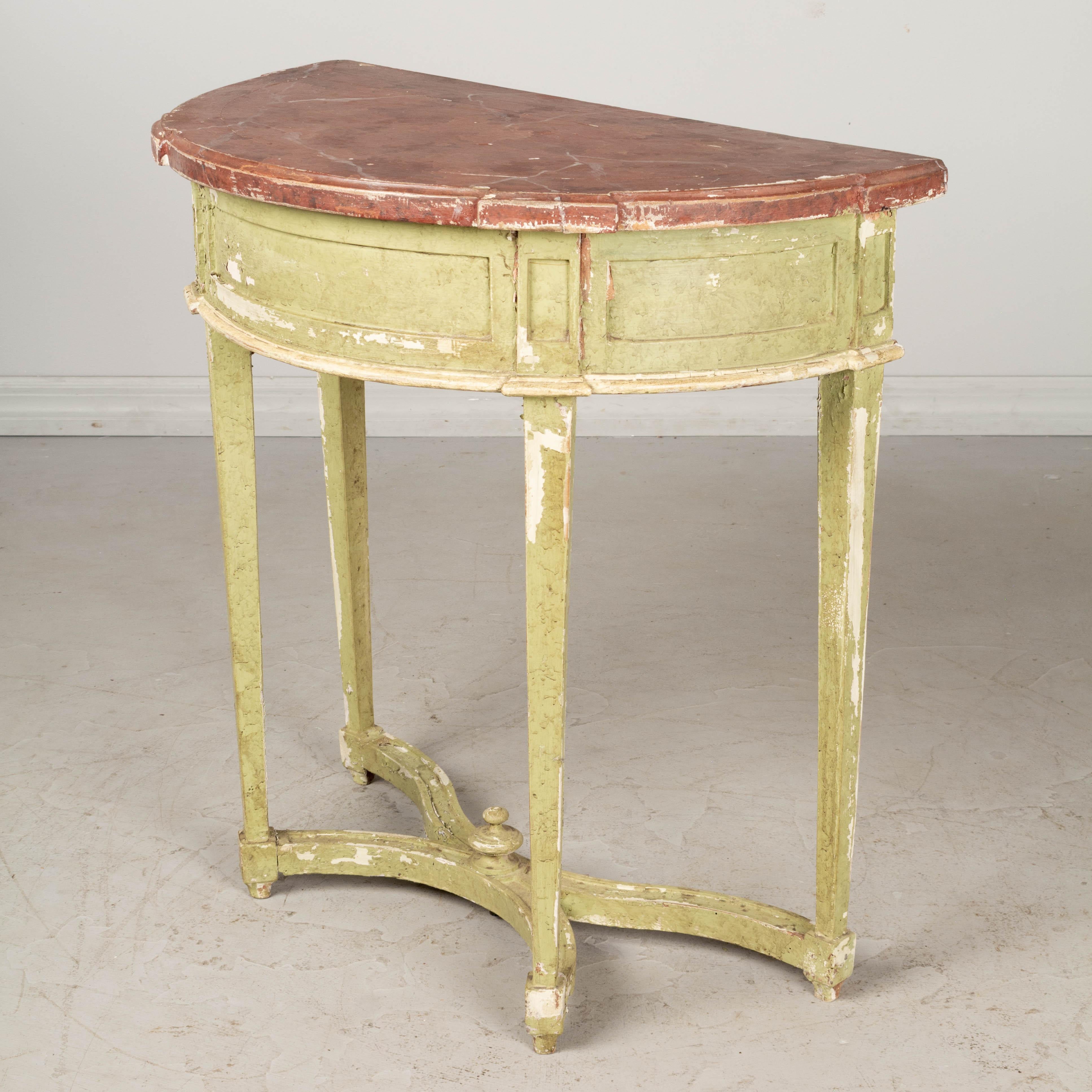 Louis XVI Style French Demilune Console Table In Good Condition In Winter Park, FL