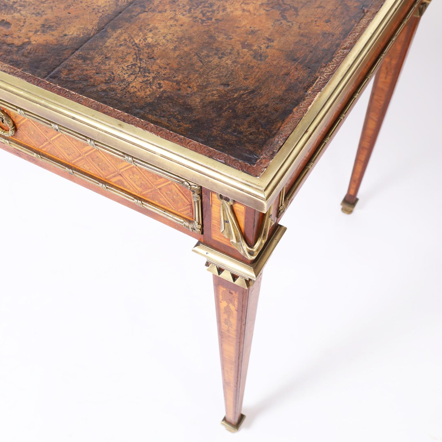 Louis XVI Stil Französisch Schreibtisch oder Bureau Plat (Intarsie) im Angebot
