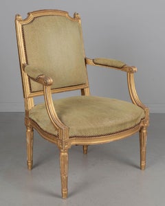 Louis XVI Style French Gilded Fauteuil or Armchair