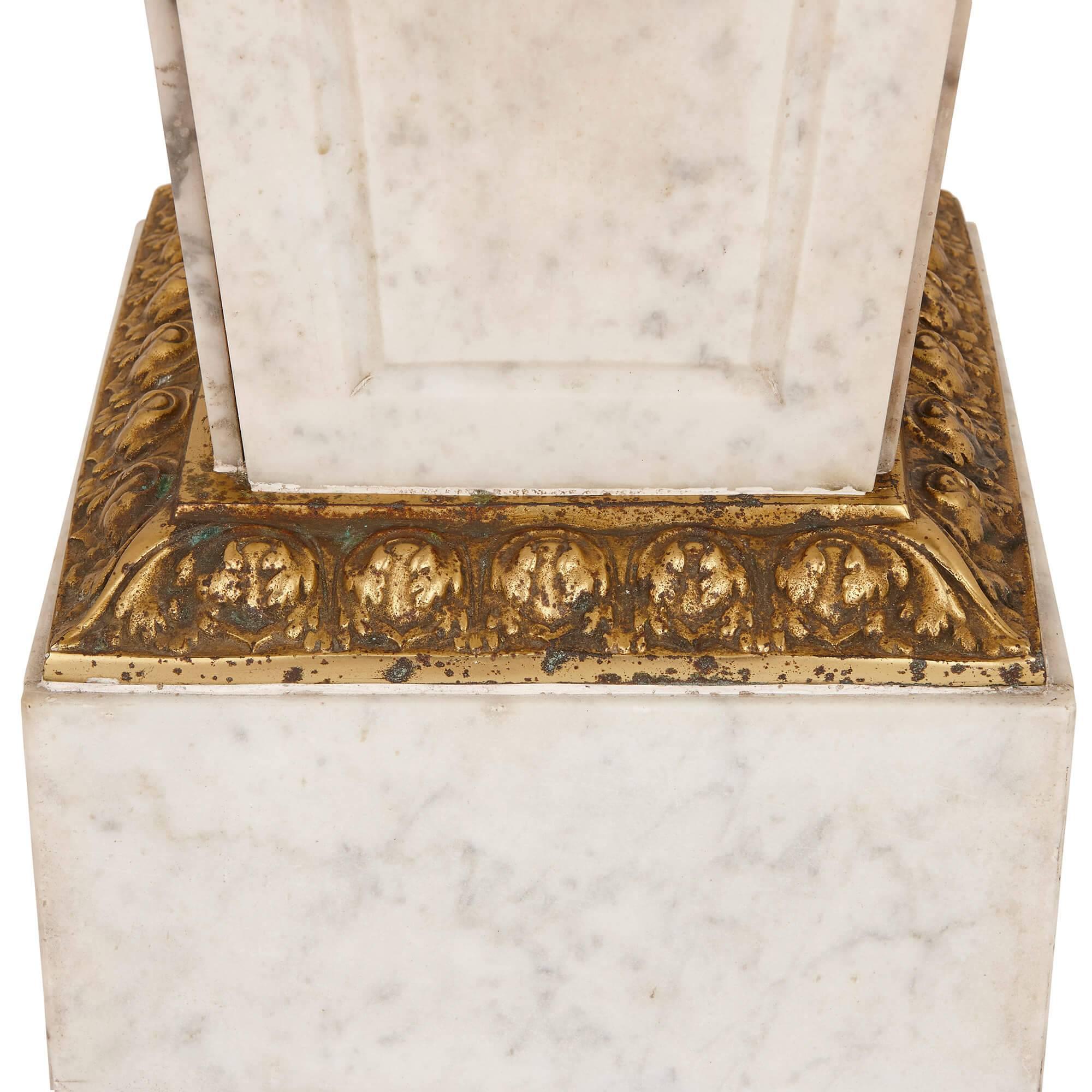 20th Century Louis XVI Style French Gilt Bronze and Marble Pedestal For Sale