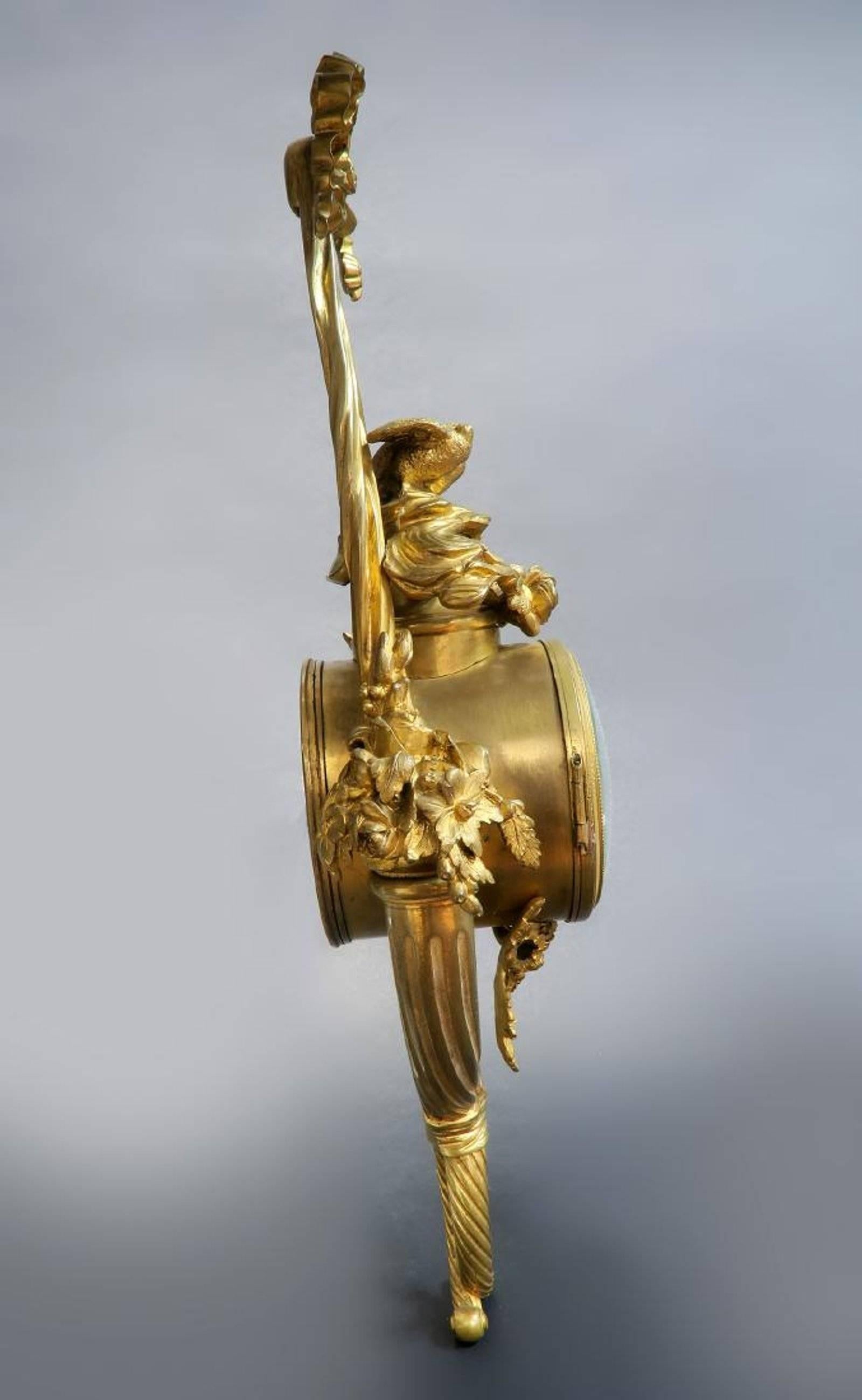 Louis XVI Style French Gilt-Bronze Cartel Wall Clock Retailed by Tiffany and Co. In Excellent Condition In Queens, NY