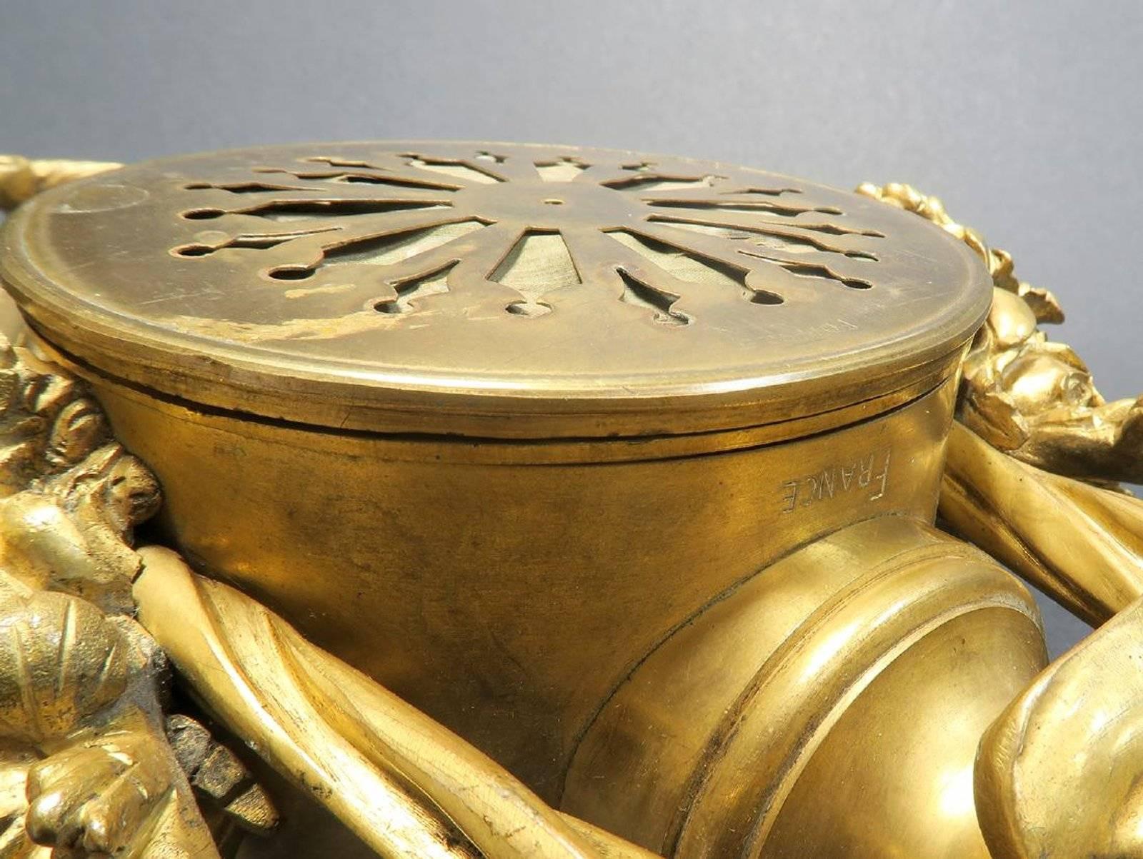 Louis XVI Style French Gilt-Bronze Cartel Wall Clock Retailed by Tiffany and Co. 1