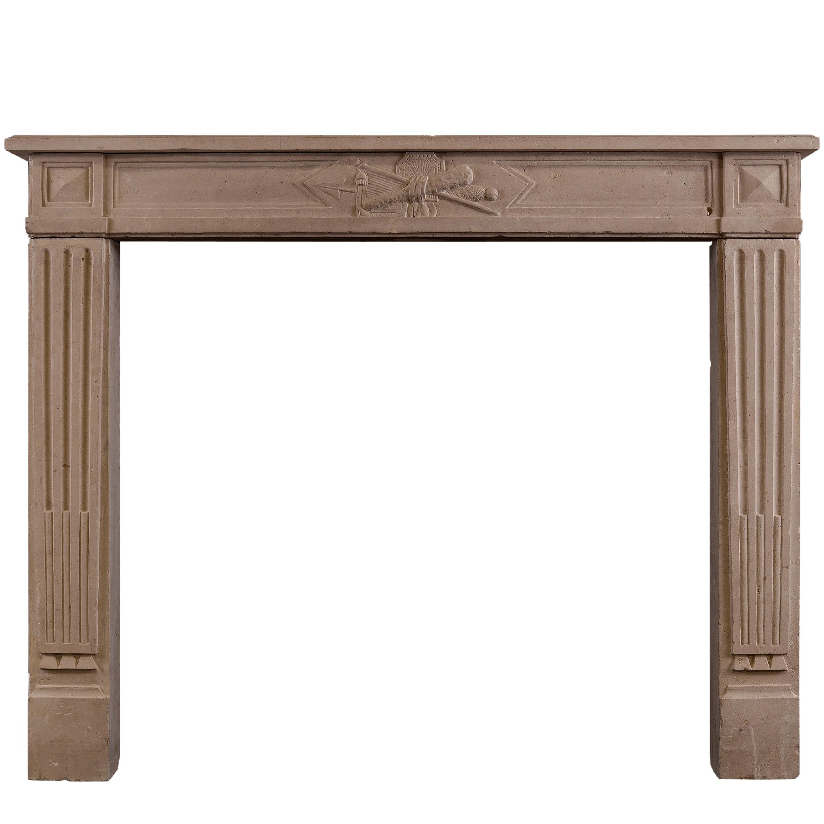 Louis XVI Style French Limestone Antique Fireplace For Sale