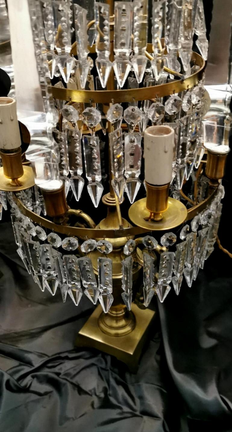 Louis XVI Stil Französisch Majestic Paar Kristall und Bronze Girandolen im Angebot 5